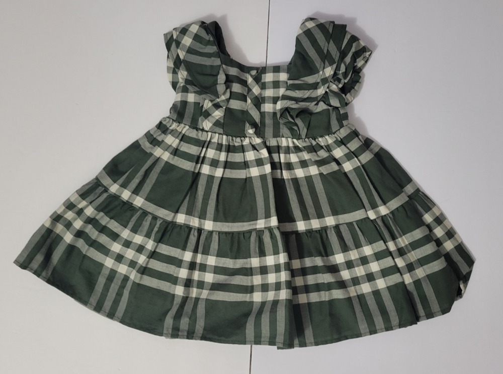 Blueberi Boulevard Baby Girls 12M Green Plaid Ruffle Sleeve Holiday Dress